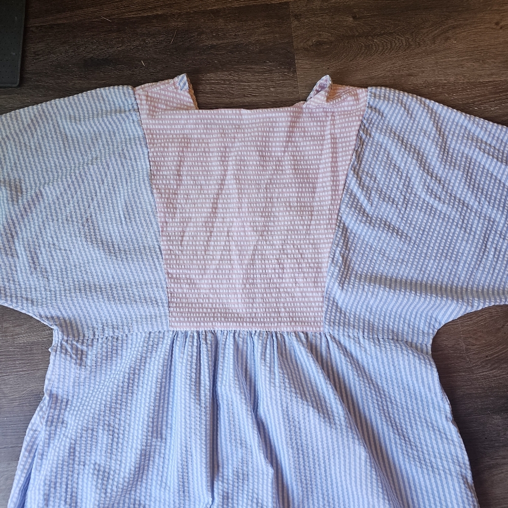 Vintage Rainbow Seersucker Striped Modest Housedr… - image 6